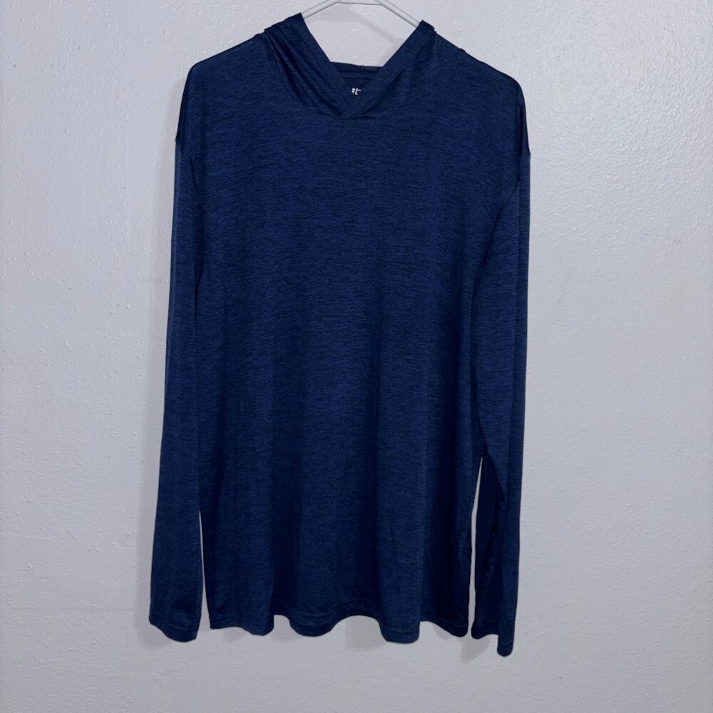 BCG Men's 2XL Blue Long Sleeve Hooded Shirt Lightweight‎ Polyester Athletic